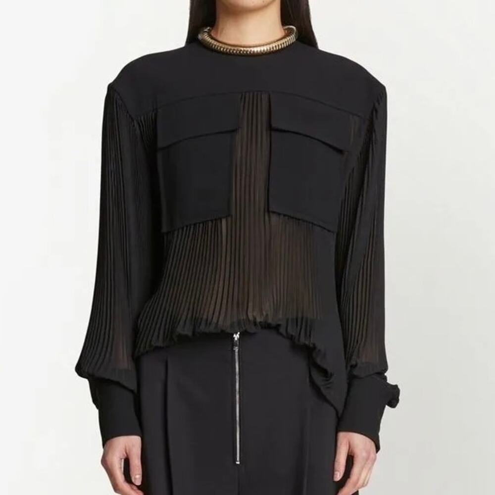 Proenza Schouler Pleated Sheer Blouse Top